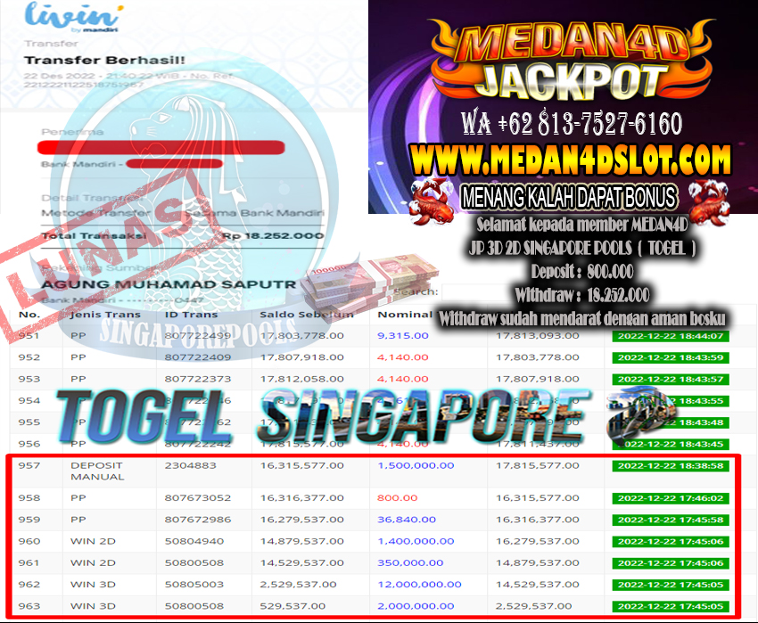 Bukti JP Medan 4D – 22 DESEMBER 2022