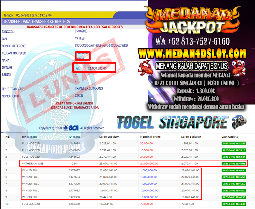 Bukti JP Medan 4D – 05 April 2023