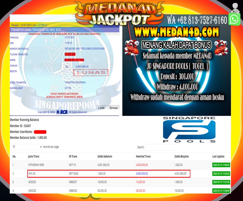 Bukti JP Medan 4D – 30 JULY 2023