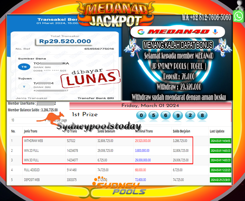 Bukti JP Medan4D – 01 MARET 2024 