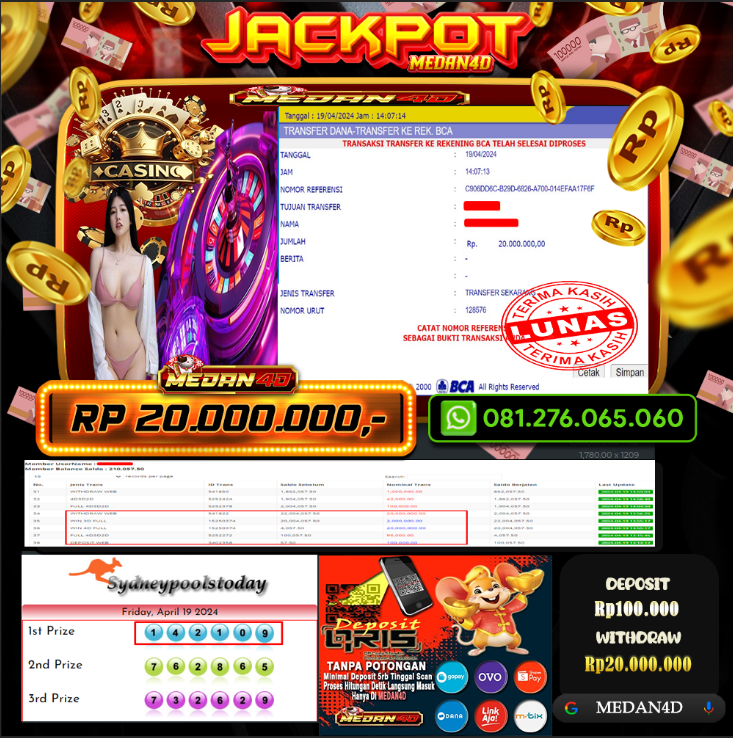 BUKTI JP MEDAN4D – 19 APRIL 2024 