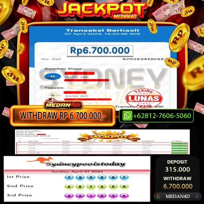 BUKTI JP MEDAN4D – 07 APRIL 2024 