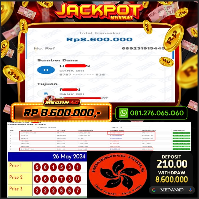 BUKTI JP MEDAN4D – 27 MEI 2024 – TOGEL HONGKONG POOLS