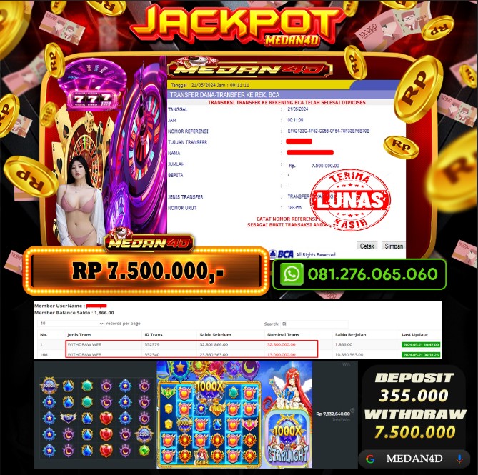 BUKTI JP MEDAN4D – 21 MEI 2024 – STARLIGHT PRINCES 1000