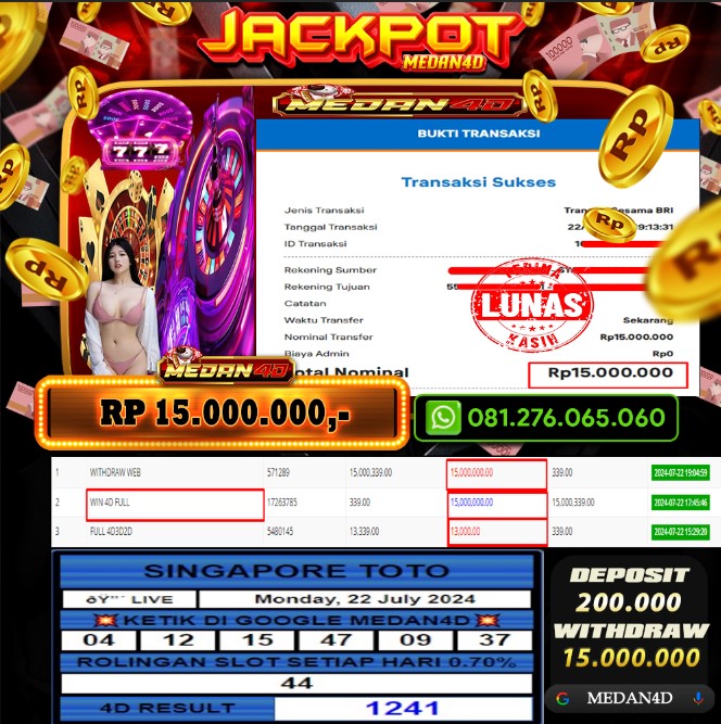 BUKTI JP MEDAN4D – 22 JULI 2024 