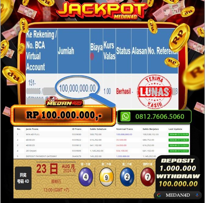 BUKTI JP MEDAN4D – 23 AGUSTUS 2024 