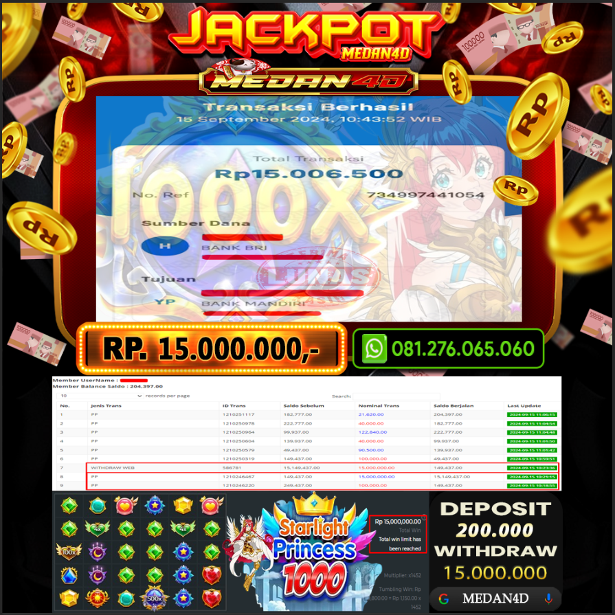 BUKTI JP MEDAN4D – 15 SEPTEMBER 2024 