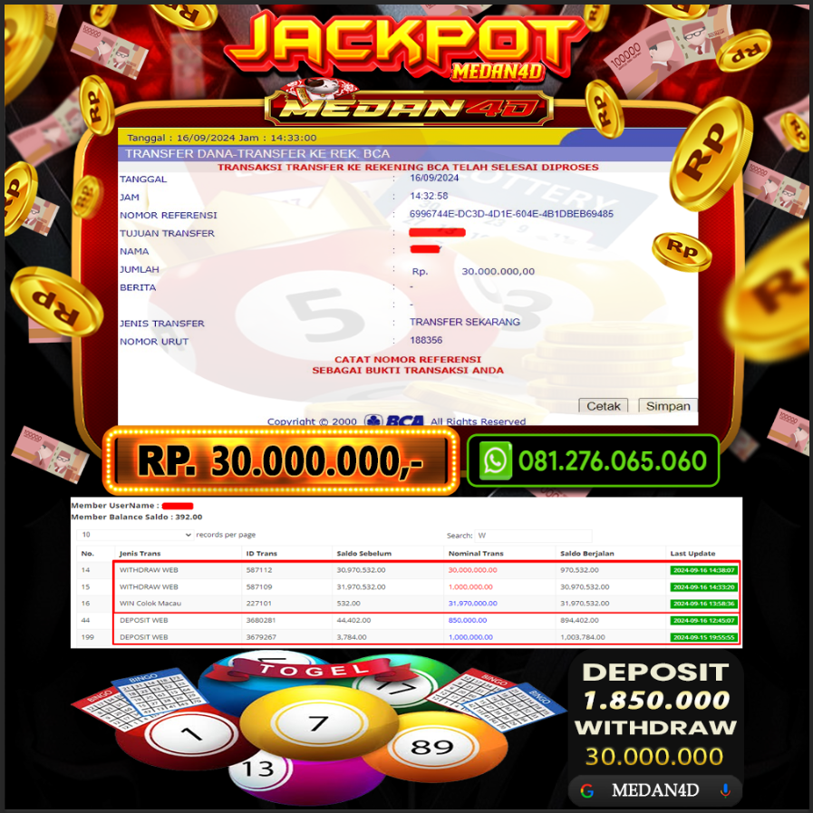 BUKTI JP MEDAN4D – 16 SEPTEMBER 2024 