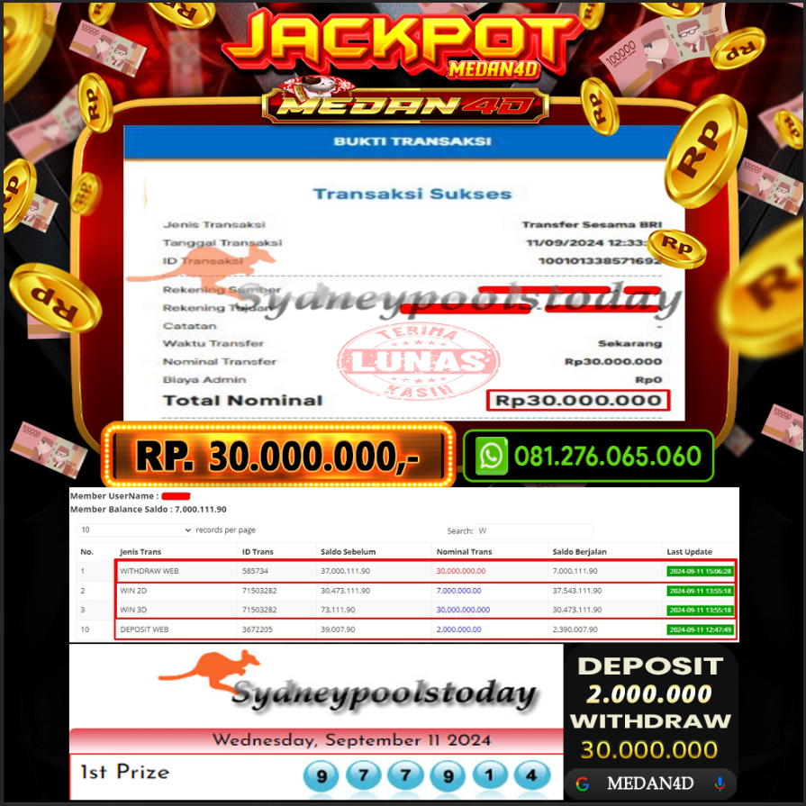 BUKTI JP MEDAN4D – 11 SEPTEMBER 2024 